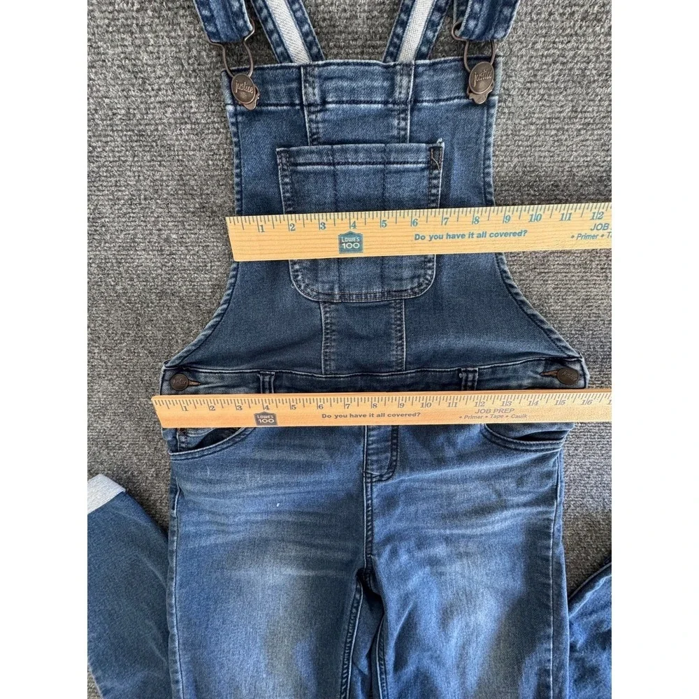 Justice Girls Medium Wash Denim Skinny Leg Bib‎ Overalls Blue Kids